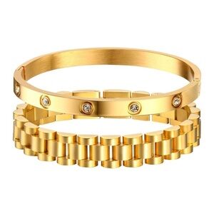 Anthropologie Gold Bracelet Set